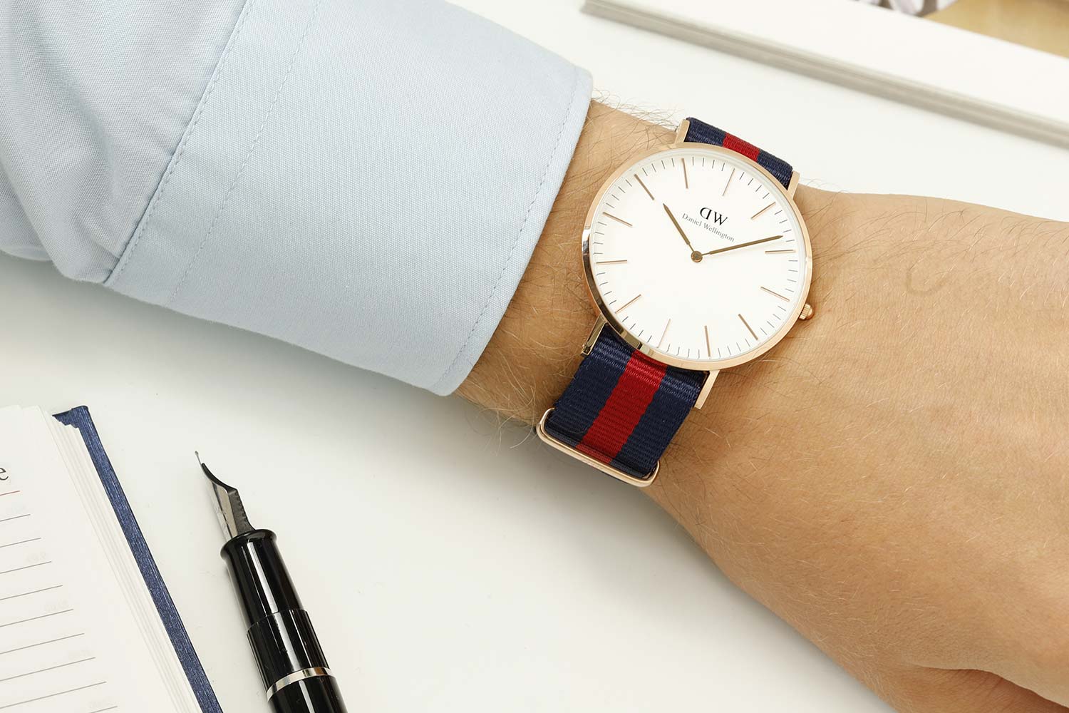 Daniel Wellington Classic Oxford White Dial Two Tone NATO Strap Watch For Men - DW00100001