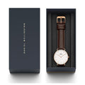 Daniel Wellington Classic Bristol White Dial Brown Leather Strap Watch For Women - DW00100039
