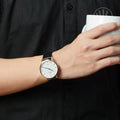 Daniel Wellington Classic Sheffield White Dial Black Leather Strap Watch For Men - DW00100084