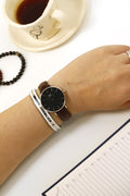 Daniel Wellington Classic Petite Bristol Black Dial Brown Leather Strap Watch For Women - DW00100177