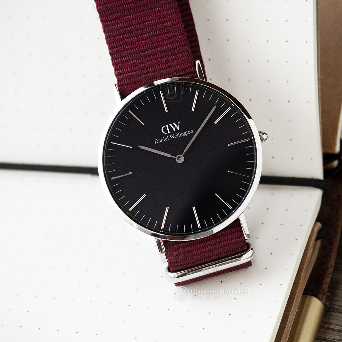 Daniel Wellington Classic Roselyn Black Dial Red NATO Strap Dial Watch For Women - DW00100270