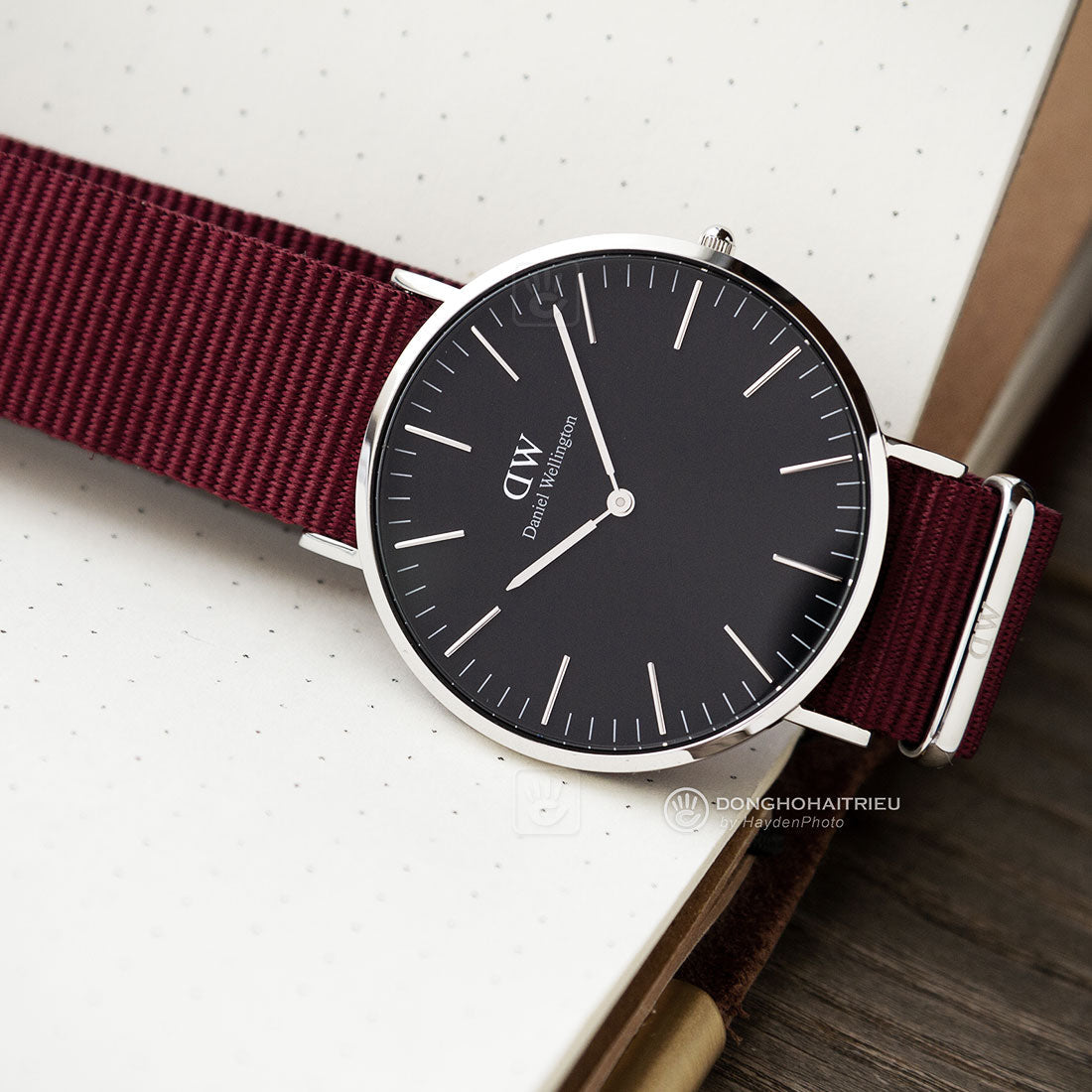 Daniel Wellington Classic Roselyn Black Dial Red NATO Strap Dial Watch For Women - DW00100270