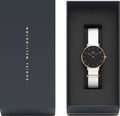 Daniel Wellington Classic Petite Dover Black Dial White NATO Strap Watch For Women - DW00100312