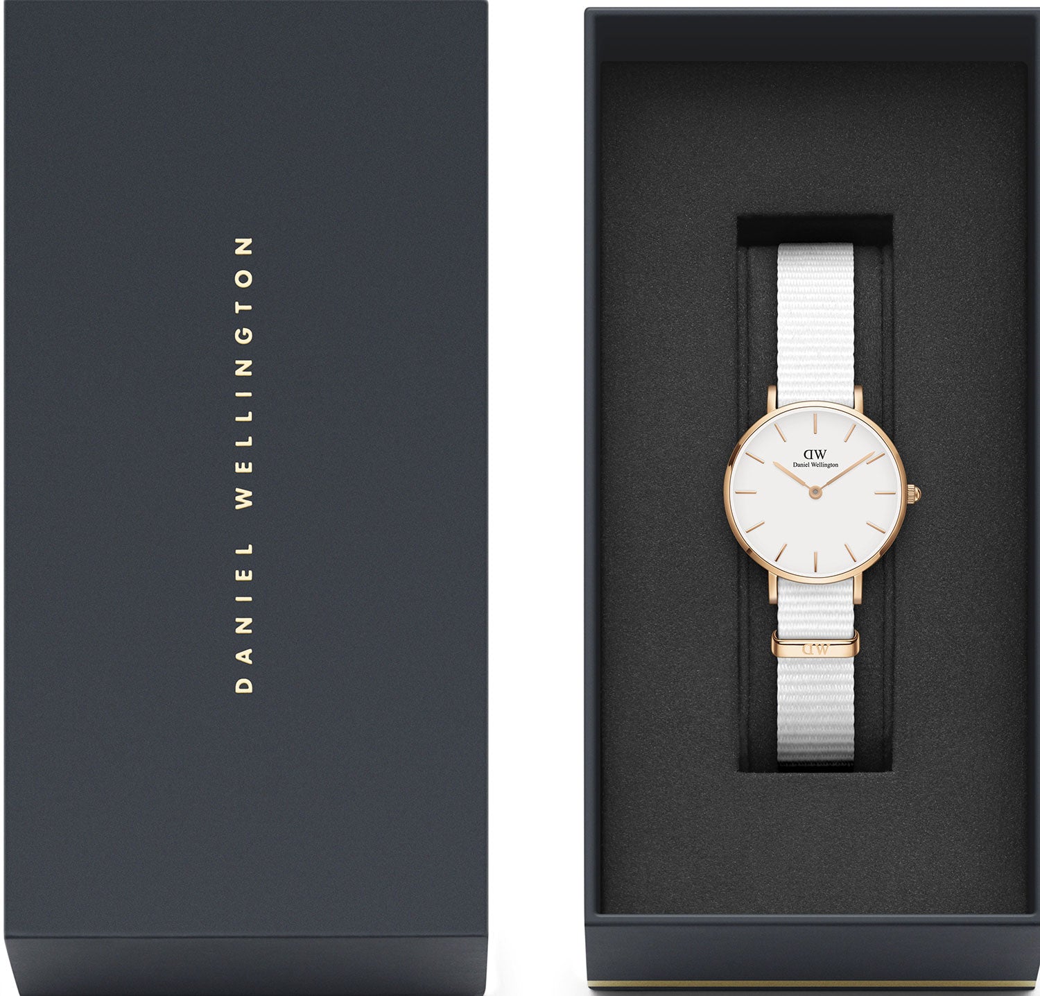 Daniel Wellington Petite Dover Quartz White Dial White NATO Strap Watch For Women - DW001000313