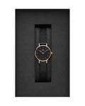 Daniel Wellington Classic Petite Pressed Ashfield Black Dial Black Mesh Bracelet Watch For Women - DW00100441