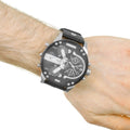 Diesel Mr Daddy Chronograph Black Dial Black Leather Strap Watch For Men - DZ7313
