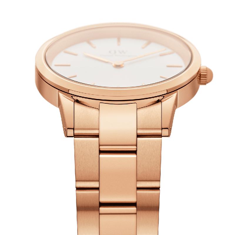 Daniel Wellington Iconic Link White Dial Gold Steel Strap Watch For Men - DW00100343