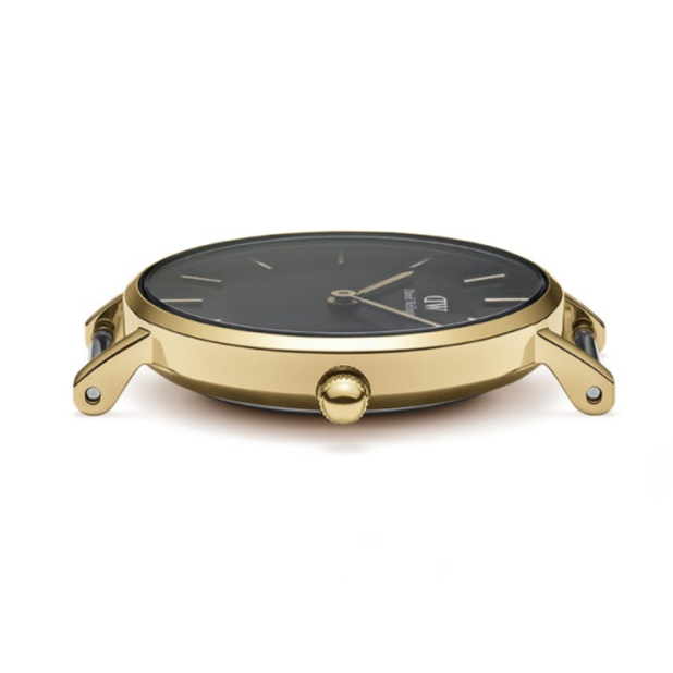 Daniel Wellington Classic Petite Evergold Black Dial Gold Mesh Bracelet Watch For Women - DW00100349