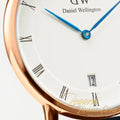 Daniel Wellington Dapper York White Dial Brown Leather Strap Watch For Women - DW00100093