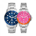 Fossil Blue Dive Analog Pink Dial Silver Steel Strap Watch For Women - ES5351