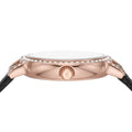 Emporio Armani Cleo Three-Hand Mother of Pearl Dial Black Leather Strap Watch For Women - AR11485
