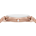 Emporio Armani Gianni T-Bar Crystals Silver Dial Rose Gold Steel Strap Watch For Women - AR11446