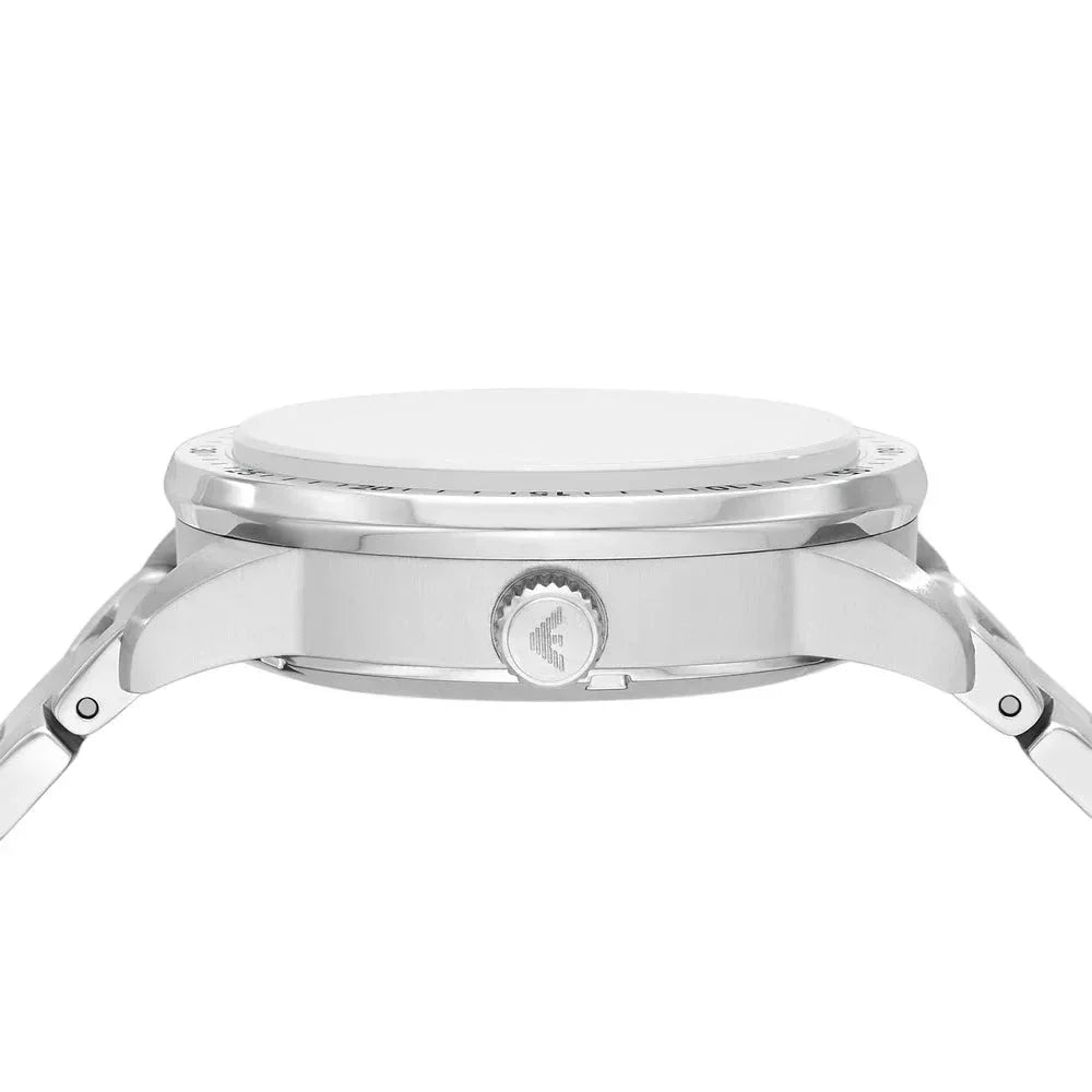 Emporio Armani Mario Chronograph Automatic Blue Dial Silver Steel Strap Watch For Men - AR60052
