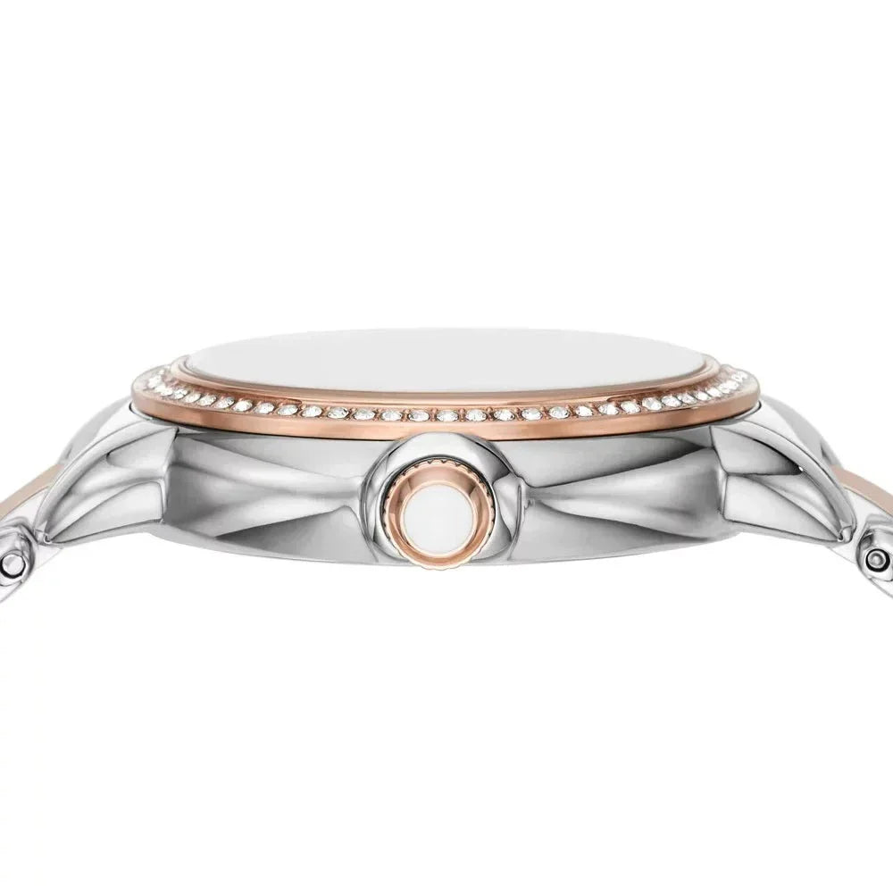Emporio Armani Mia Three Hand Moonphase Mother of Pearl Dial Two Tone Steel Strap Watch For Women - AR11567
