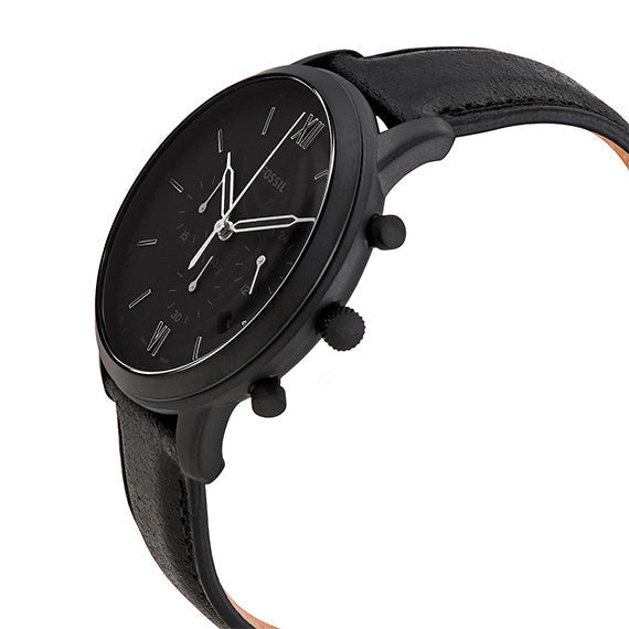 Fossil Neutra Chronograph Black Dial Black Leather Strap Watch for Men - FS5503