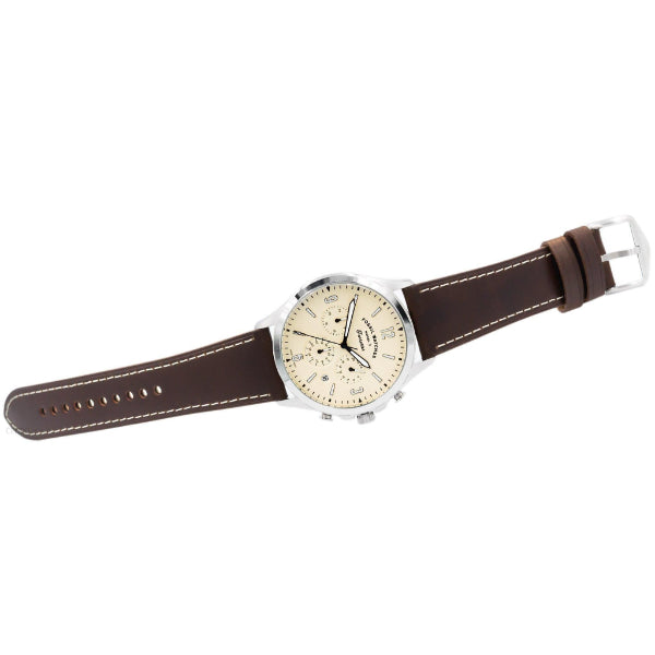 Fossil Forrester Chronograph White Dial Brown Leather Strap Watch for Men - FS5696