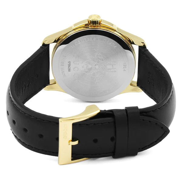 Gucci Le Marche Des Merveilles Quartz Green Dial Black Leather Strap Watch For Women - YA126463