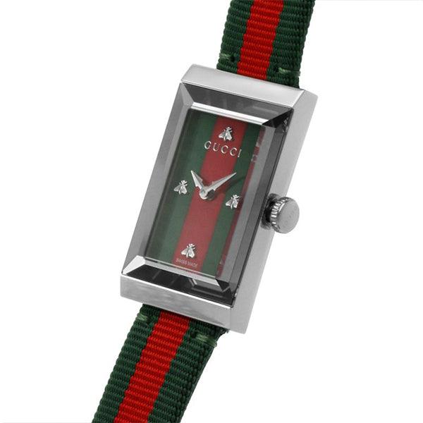 Gucci G-Frame Mother of Pearl Dial Two Tone Nylon Strap Watch For Women - YA147404