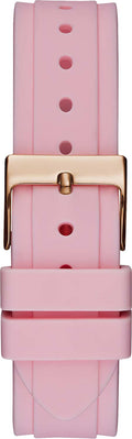 Guess Solstice Diamonds White Dial Pink Rubber Strap Watch For Women - GW0113L4