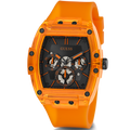 Guess Phoenix Multifunction Black Dial Orange Rubber Strap Watch For Men - GW0203G10
