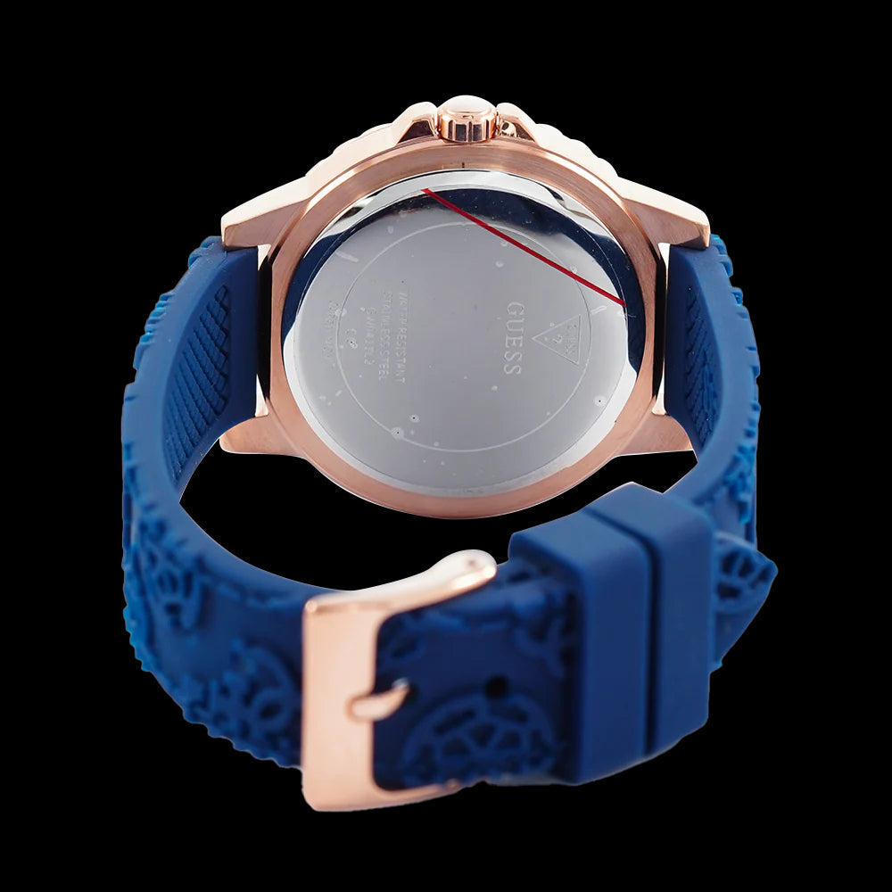 Guess Crown Jewel Diamonds White Dial Blue Rubber Strap Watch for Women - GW0411L2