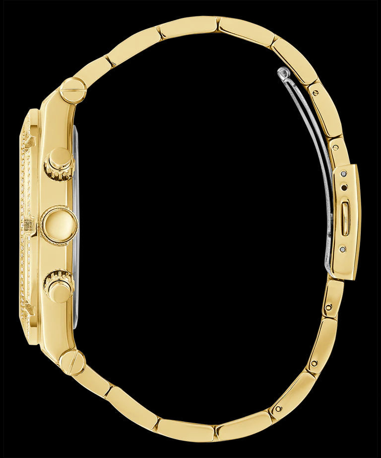 Guess Multifunction Diamonds Black Dial Gold Steel Strap Watch for Men - GW0455G2