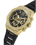 Guess Momentum Chronograph Diamonds Black Dial Black Silicone Strap Watch For Men - GW0518G2