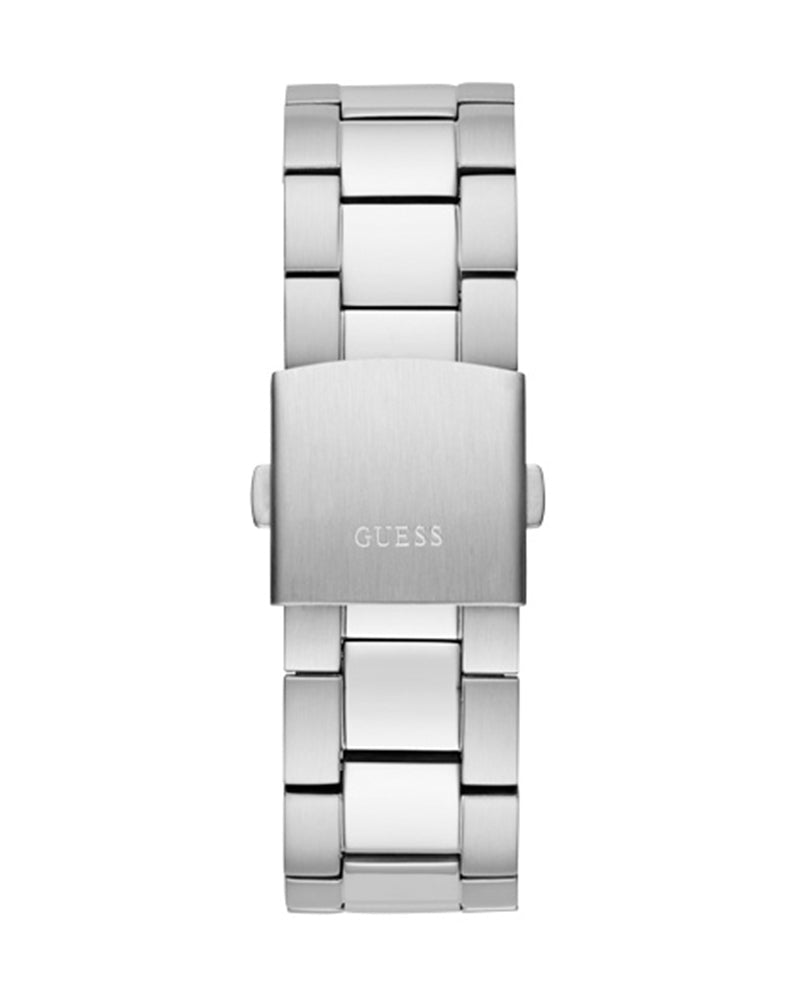 Guess Edge Chronograph Black Dial Silver Steel Strap Watch For Men - GW0539G1