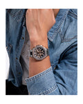 Guess Edge Chronograph Black Dial Silver Steel Strap Watch For Men - GW0539G1