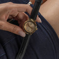 Guess Rumour Quartz Gold Dial Black Leather Strap Watch For Women - GW0689L2