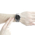 Hugo Boss Aeroliner Chronograph Black Dial Silver Steel Strap Watch For Men - 1512446