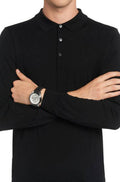 Hugo Boss Rafale Chronograph Quartz Silver Dial Black Leather Strap Watch For Men - 1513403
