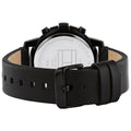 Tommy Hilfiger Troy Chronograph Black Dial Black Leather Strap Watch For Men - 1792110