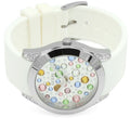 Guess Wanderlust Crystals Silver Dial White Rubber Strap Watch For Women - W1059L3