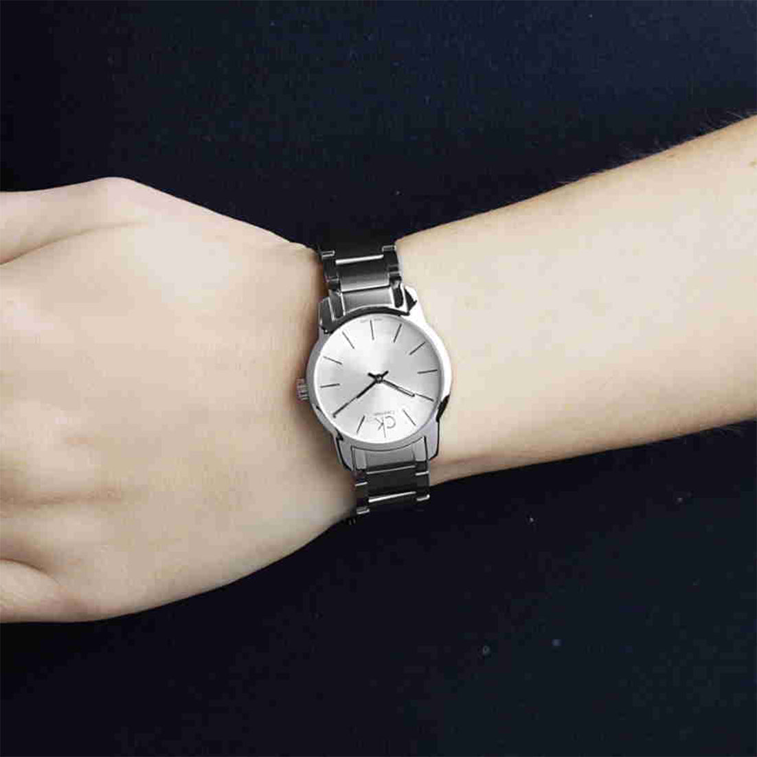 Calvin Klein City Silver Dial Silver Steel Strap Watch for Women - K2G23126