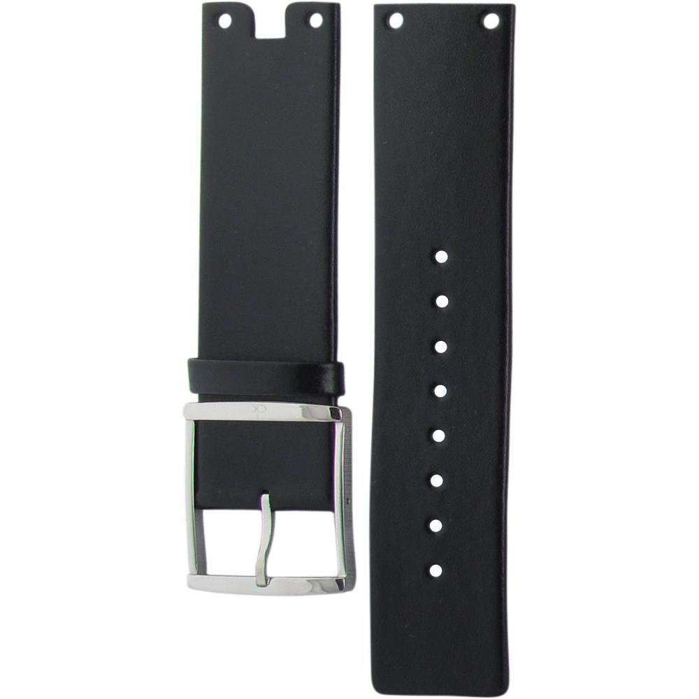 Calvin Klein Glam Transparent Dial Black Leather Strap Watch for Women - K9423107