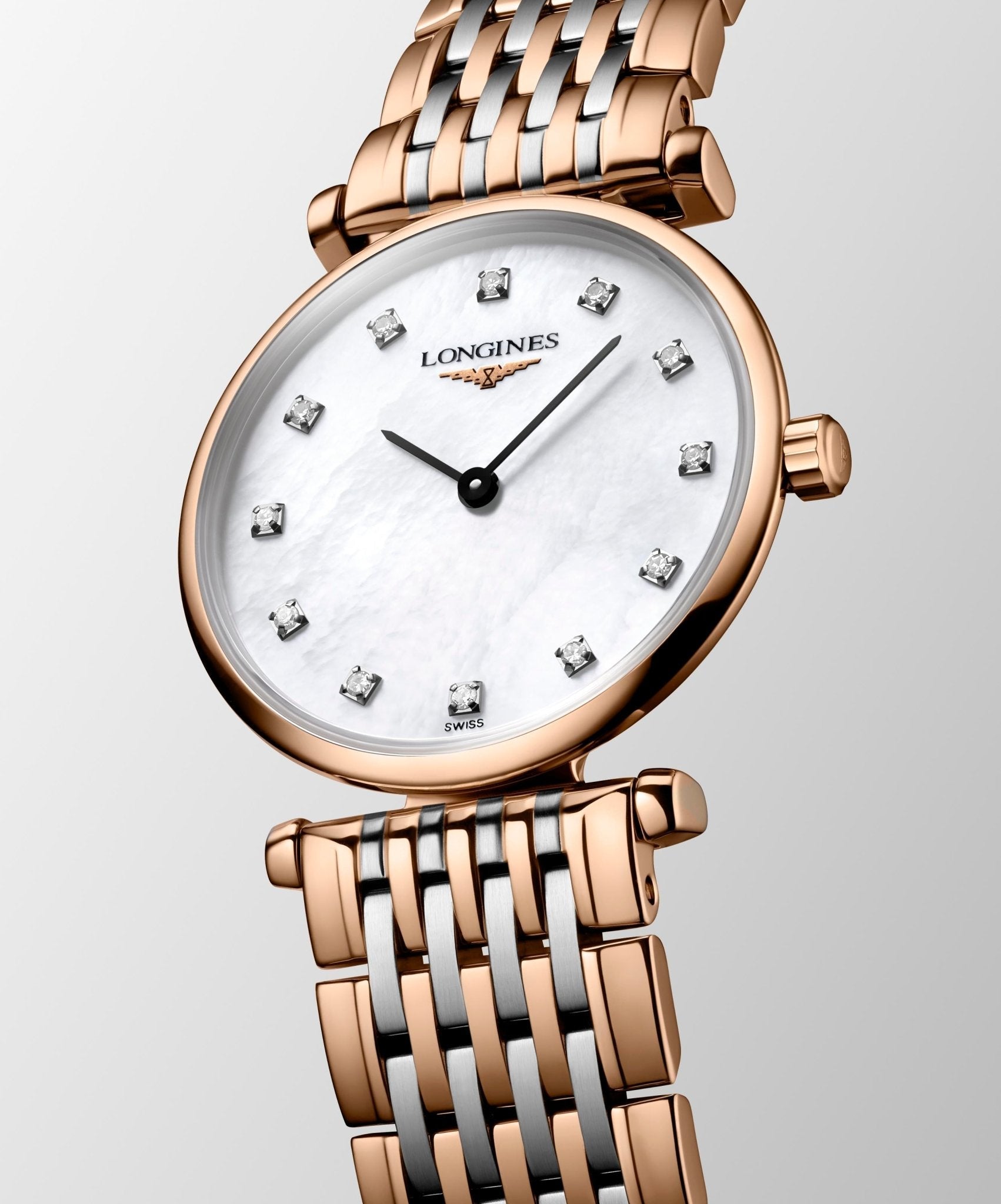 Longines La Grande Classique De Longines Diamonds Mother of Pearl Dial Two Tone Mesh Bracelet Watch for Women - L4.209.1.97.7