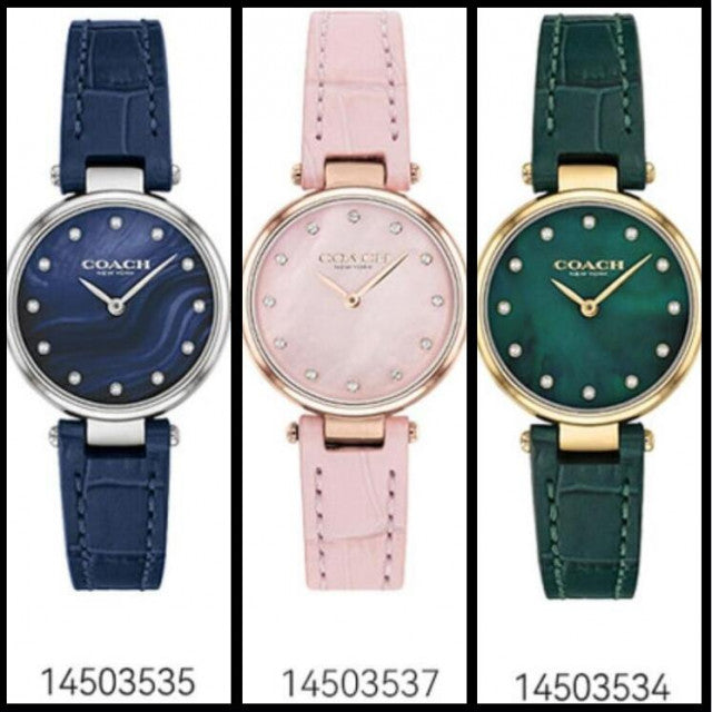 Coach Hayley Pink Mother of Pearl Dial Pink Leather Strap Watch for Women - 14503537