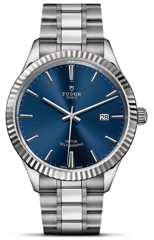 Tudor Style Automatic Blue Dial Silver Steel Strap Watch for Men - M12710-0013
