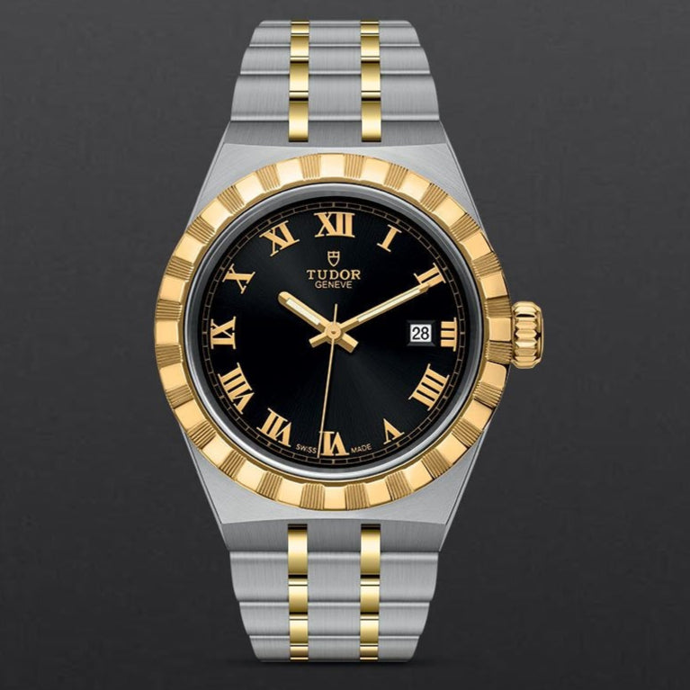 Tudor Royal Automatic Black Dial Two Tone Steel Strap Watch for Men - M28603-0003