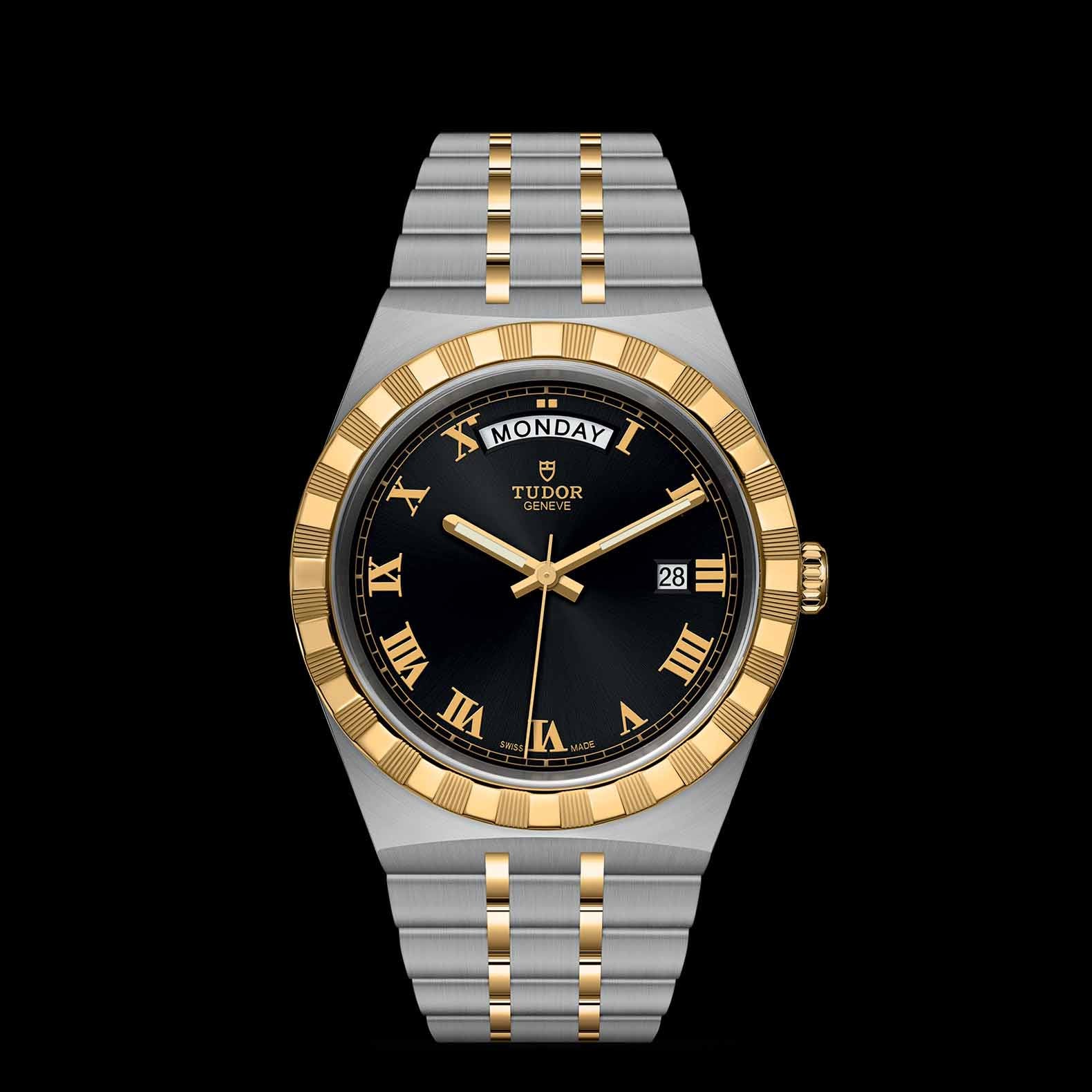 Tudor Royal Automatic Black Dial Two Tone Steel Strap Watch for Men - M28603-0003