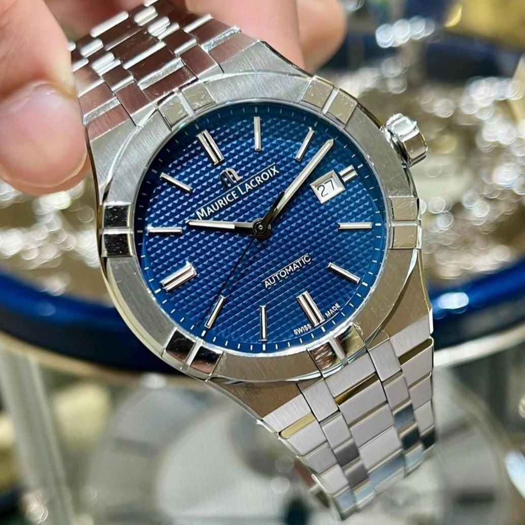 Maurice Lacroix Aikon Automatic Blue Dial Silver Steel Strap Watch For Men - AI6008-SS002-430-1
