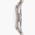 Michael Kors Harlowe Three-Hand Mother of Pearl White Dial Tri Tone Steel Strap Watch for Women - MK4846