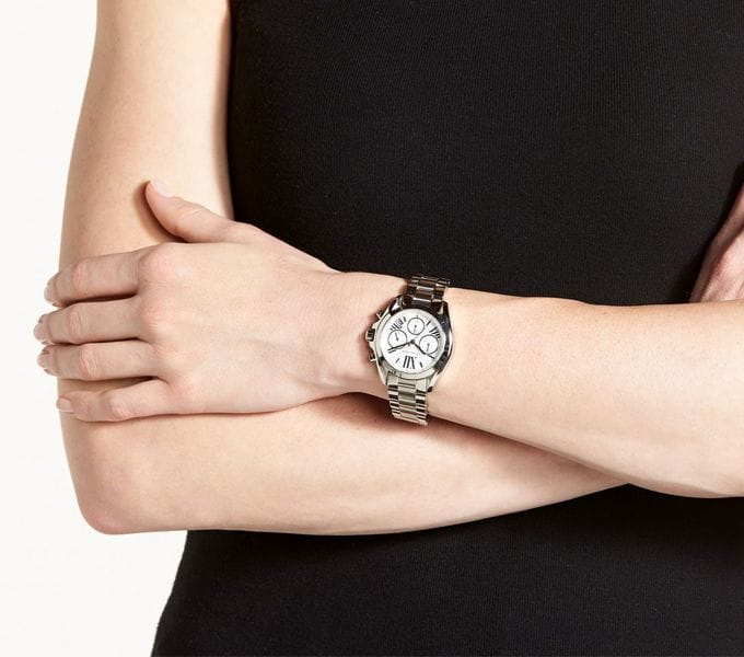 Michael Kors Bradshaw  Chronograph Silver Dial Silver Steel Strap Watch for Women - MK6174