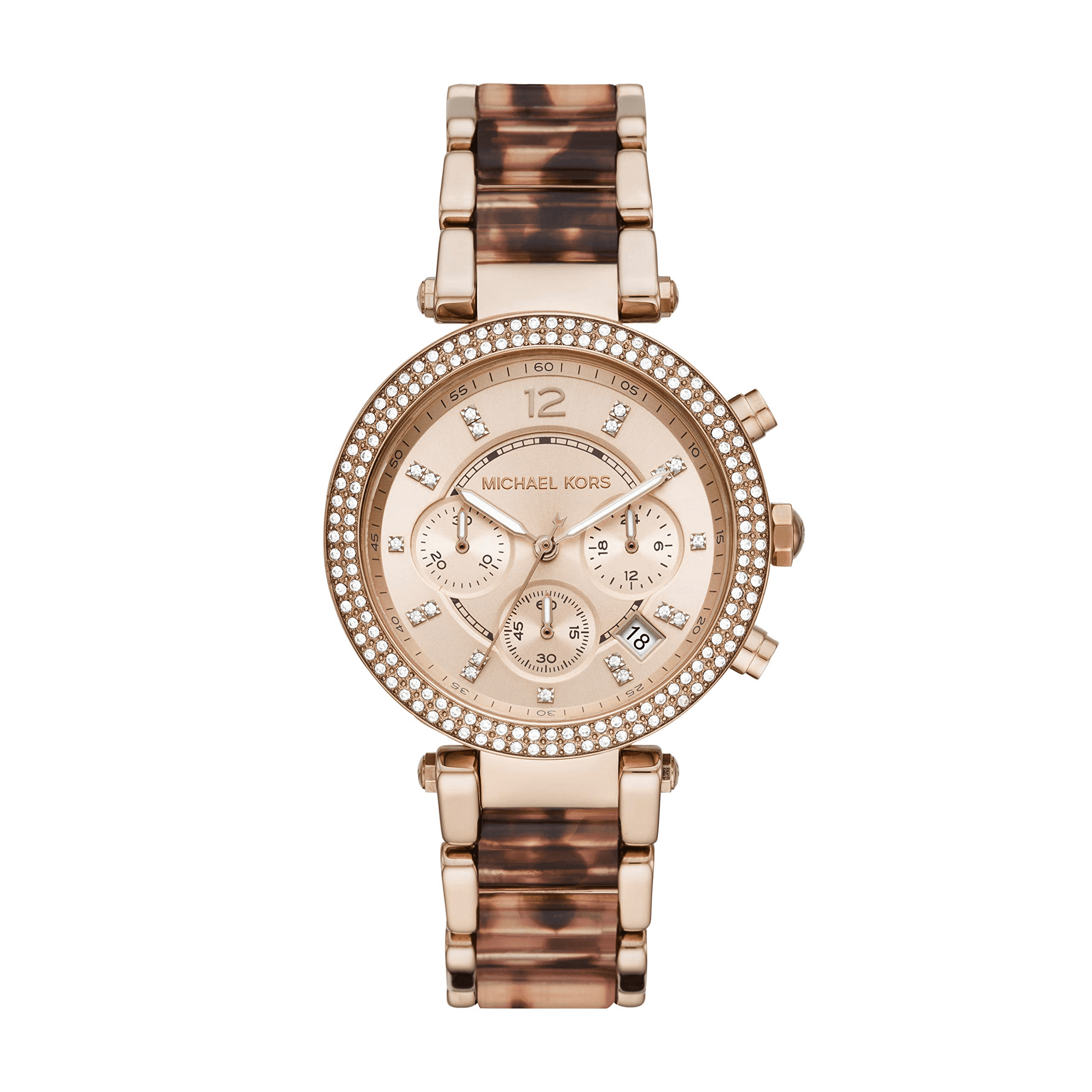 Michael Kors Parker Chronograph Rose Gold Dial Two Tone Steel Strap Watch For Women - MK6832