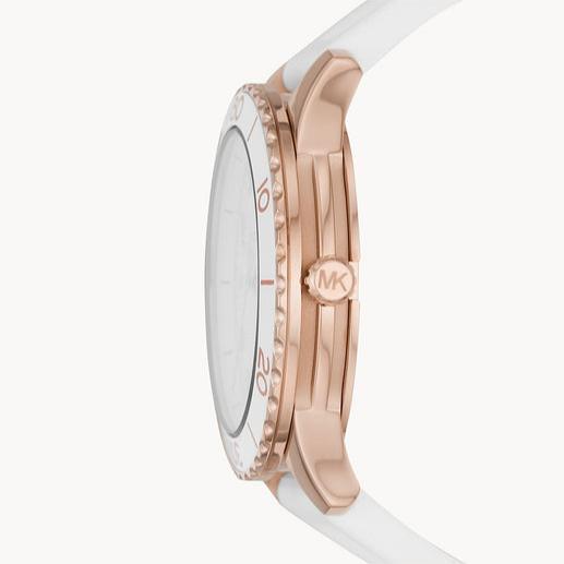 Michael Kors Runway Quartz White Dial White Rubber Strap Watch For Women - MK6853
