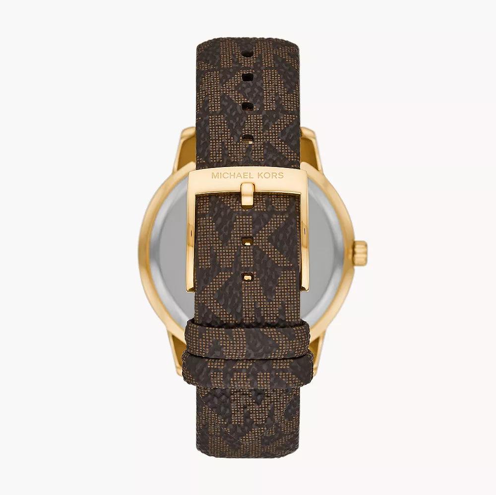 Michael Kors Tibby Multifunction Gold Dial Brown Leather Strap Watch For Women - MK6966