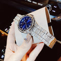 Michael Kors Lennox Three Hand Blue Dial Silver Steel Strap Watch For Women - MK6990