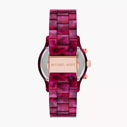 Michael Kors Runway Chronograph Red Dial Red Steel Strap Watch for Women - MK7425