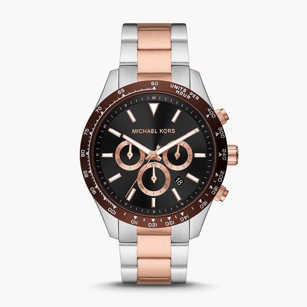 Michael Kors Layton Chronograph Black Dial Two Tone Steel Strap Watch For Men - MK8913